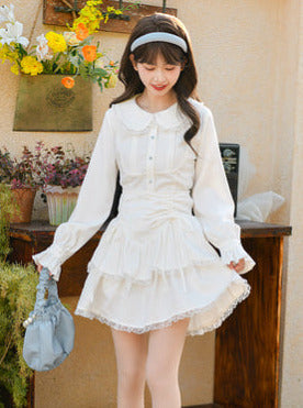 Ensemble Bellflower, robe chemise, jupe et gilet