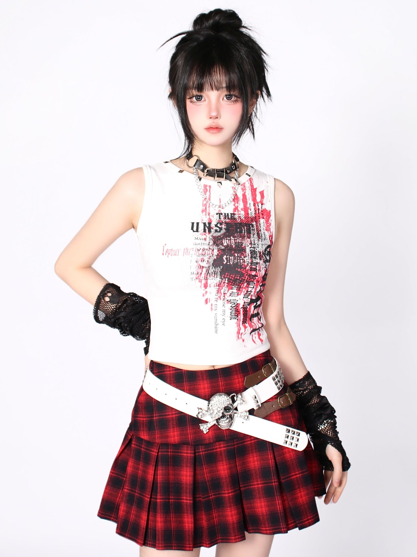 Amerikanisches Tank-Rock-Retro-Top mit Nieten