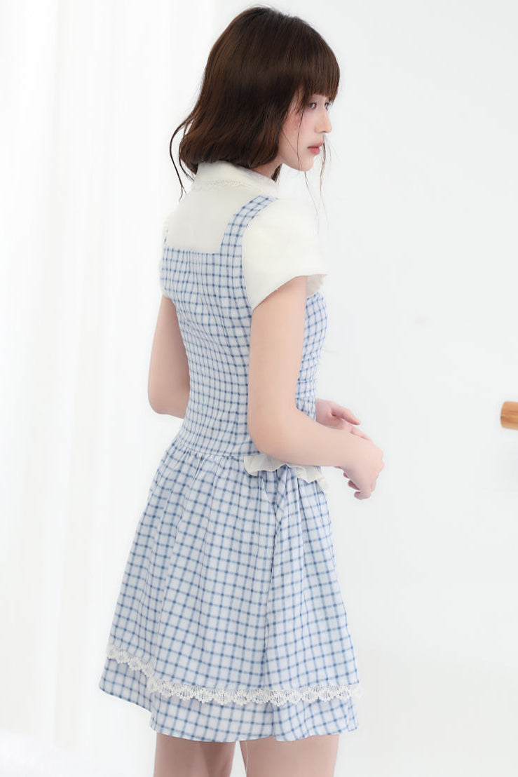 Sweet Check Blue College Dress