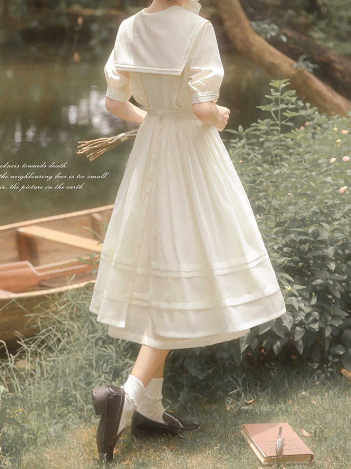 Belt Dress Rose + Skirt Over Tulle Sailor Color + Natural Fairy Collar Embroidery