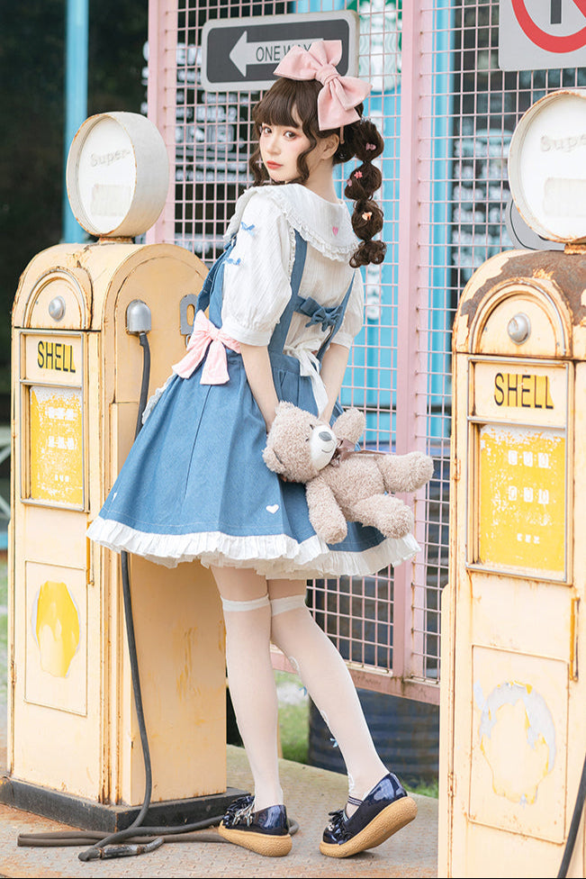 + Denim Apron Lolita Innerwear Jumper-skirt Light Doll Raw