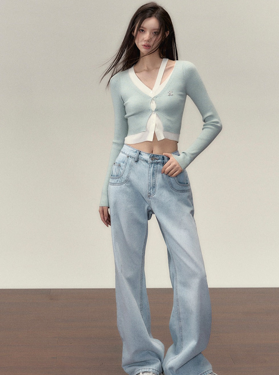 Short Faux Two-piece Sweater