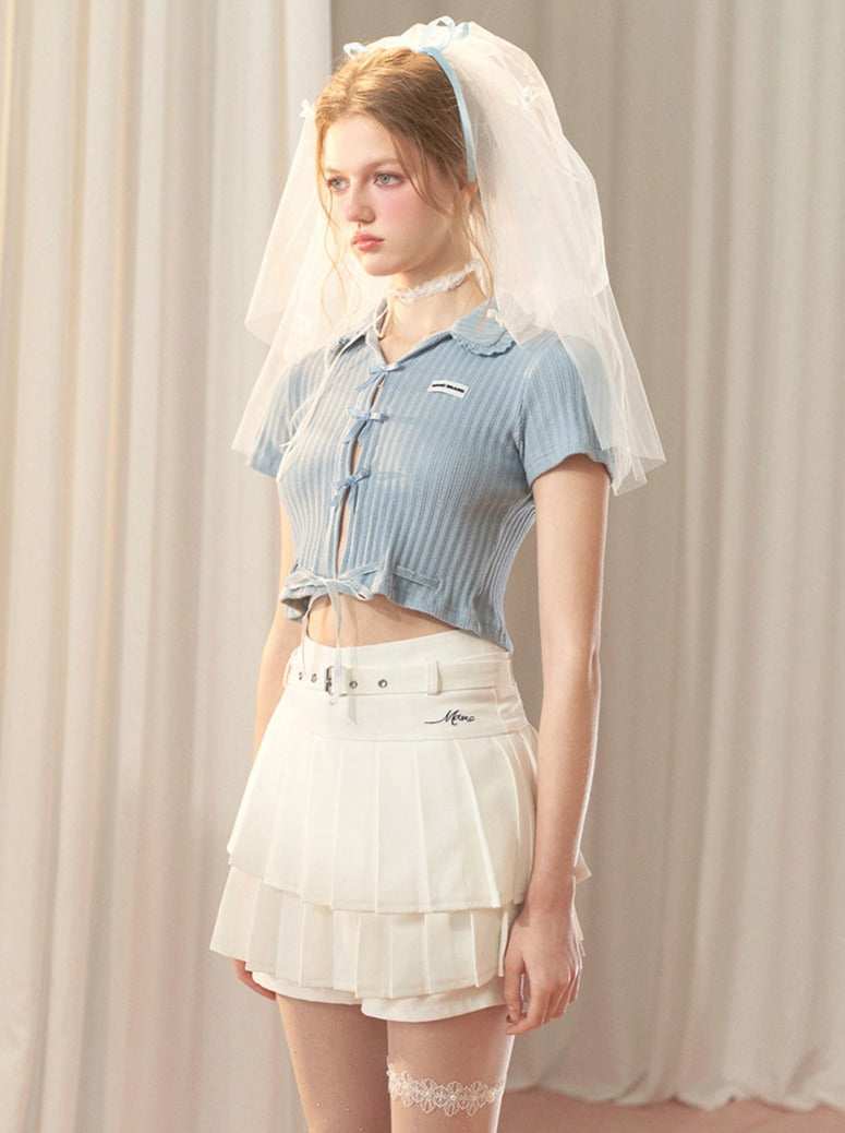 Hot Girl Satin Bow Sweet Short Top