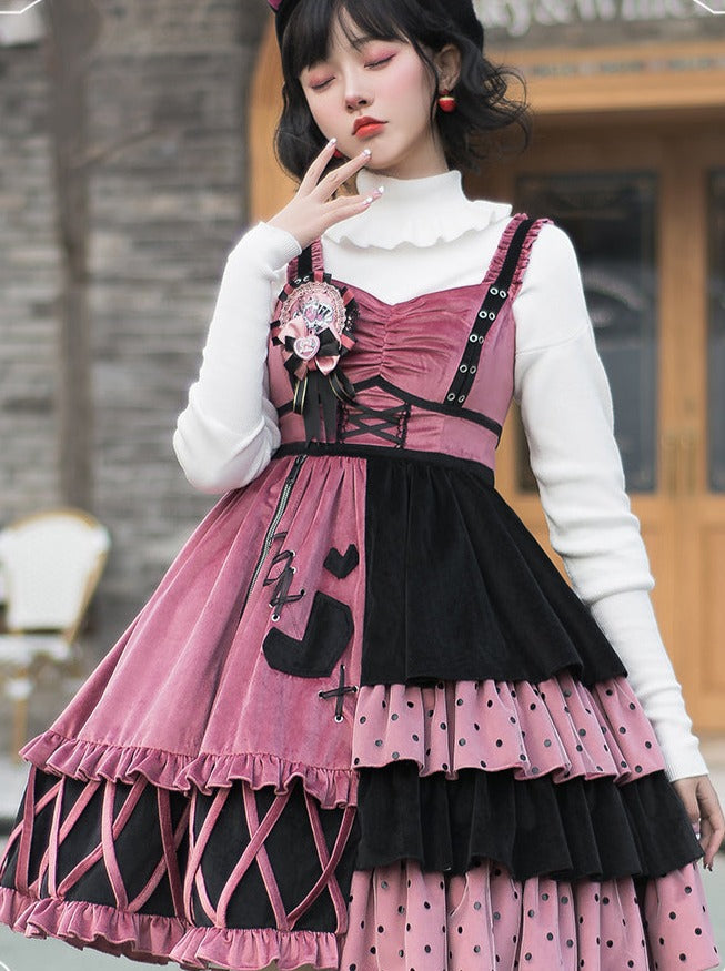 Kurzes Kleid + Lolita-Jacke mit asymmetrischen Rüschen