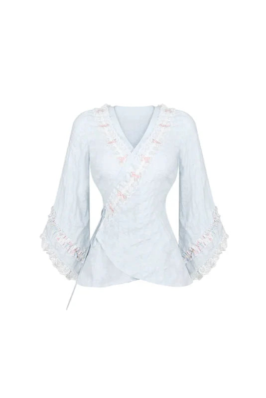 Suspender Blue Cherry Style Japanese Frosting Top Skirt +