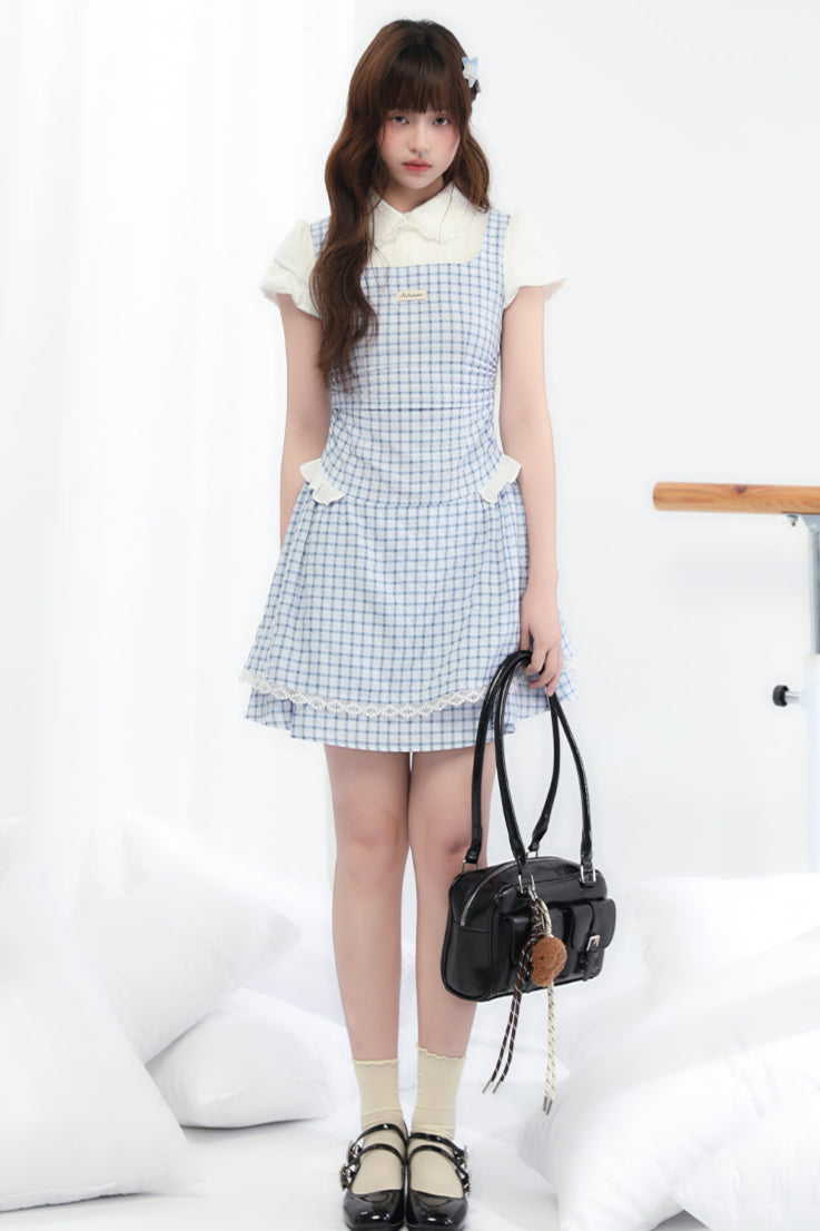 Sweet Check Blue College Dress