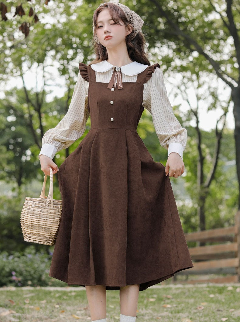 Style College Piece Suspender Shirt Two Dress American