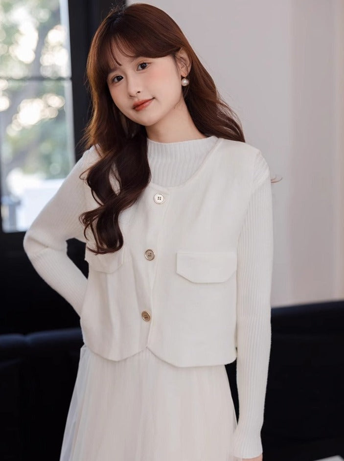 Robe gilet élégante en tulle parfumé transparent et court