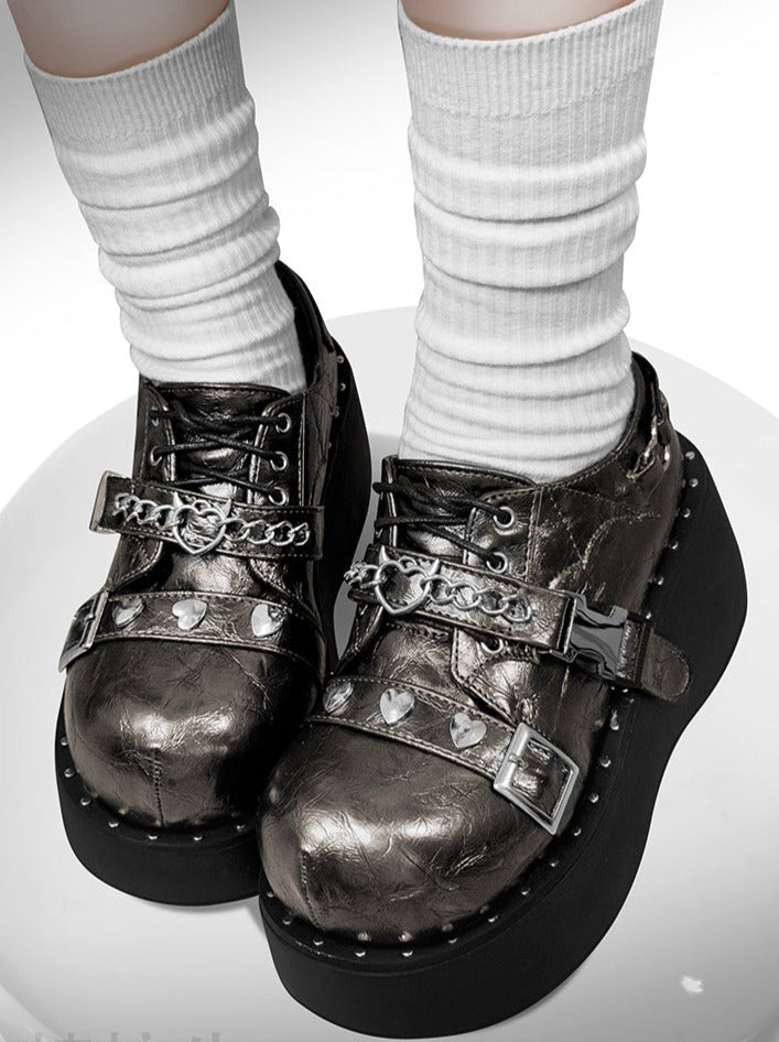 Punk Lolita Platform Toe Devil Shoes Gothic Round Trap