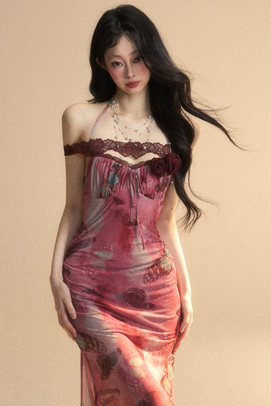 Lace Backless Maxi Dress