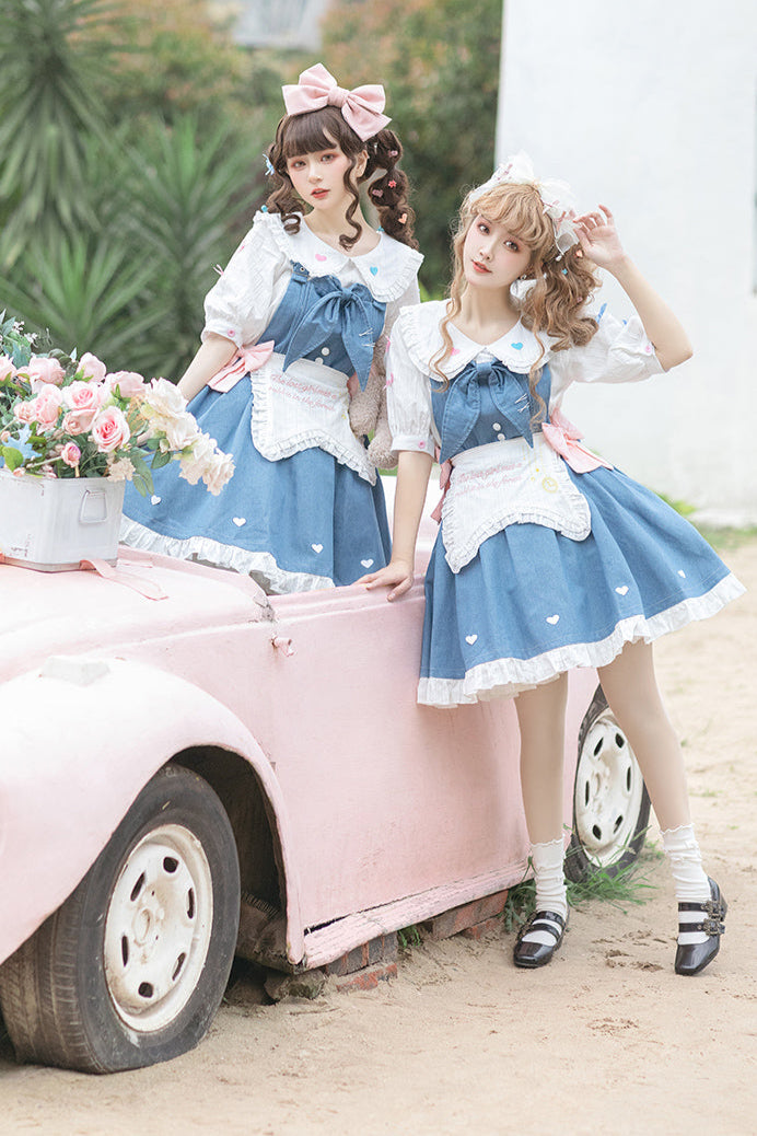 + Denim Apron Lolita Innerwear Jumper-skirt Light Doll Raw