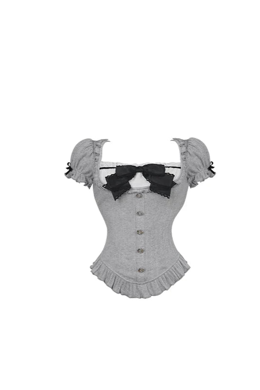 Skirt Secret Cake Belt Plaid Language + Black Top Moonlight Waist