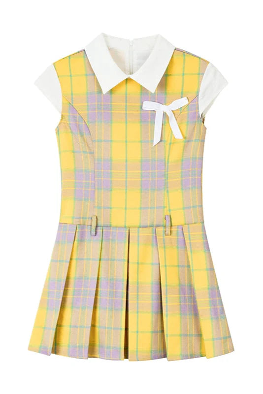Check Pleated Dress Retro