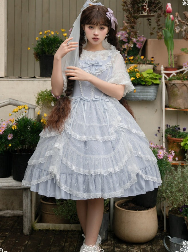 Chiffon Lolita Suspender Top Blue Skirt Girly + Summer