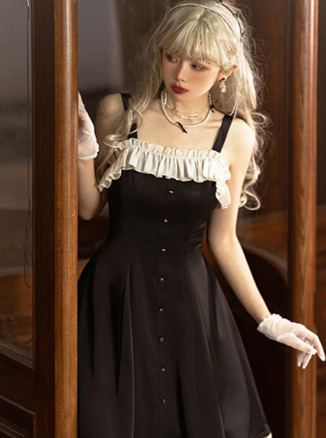 Song Love Elegant Dress Short/Long Lolita Reservations Black Piano Satin Sass