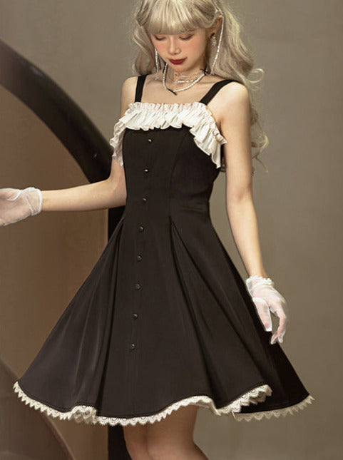 Song Love Elegant Dress Short/Long Lolita Reservations Black Piano Satin Sass