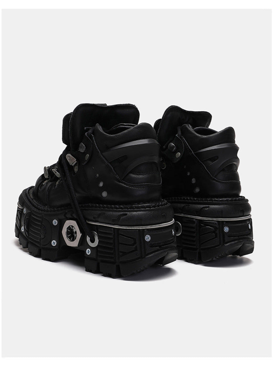 Kette Punk Metal Plateau Schlichte dunkle Schuhe High-Top