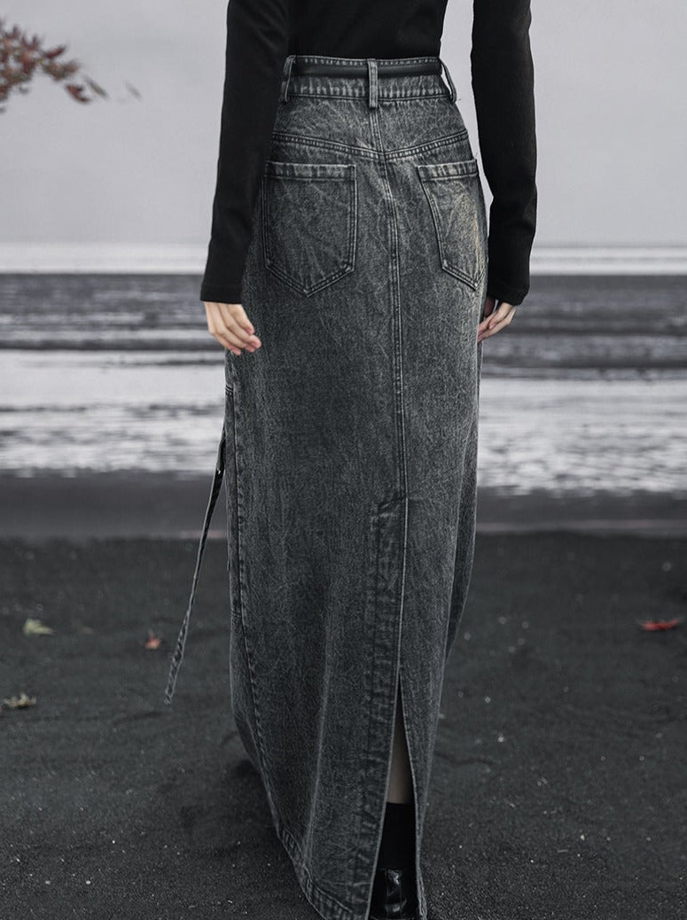 ロングデニムオシュスカート