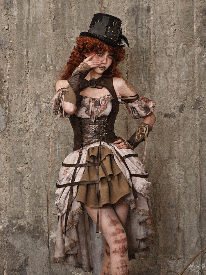 Gilet d'oiseau rétro en cuir style steampunk