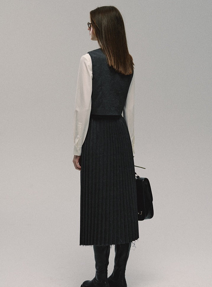 Gray College Long Skirt Best Bethi Barka Pleated