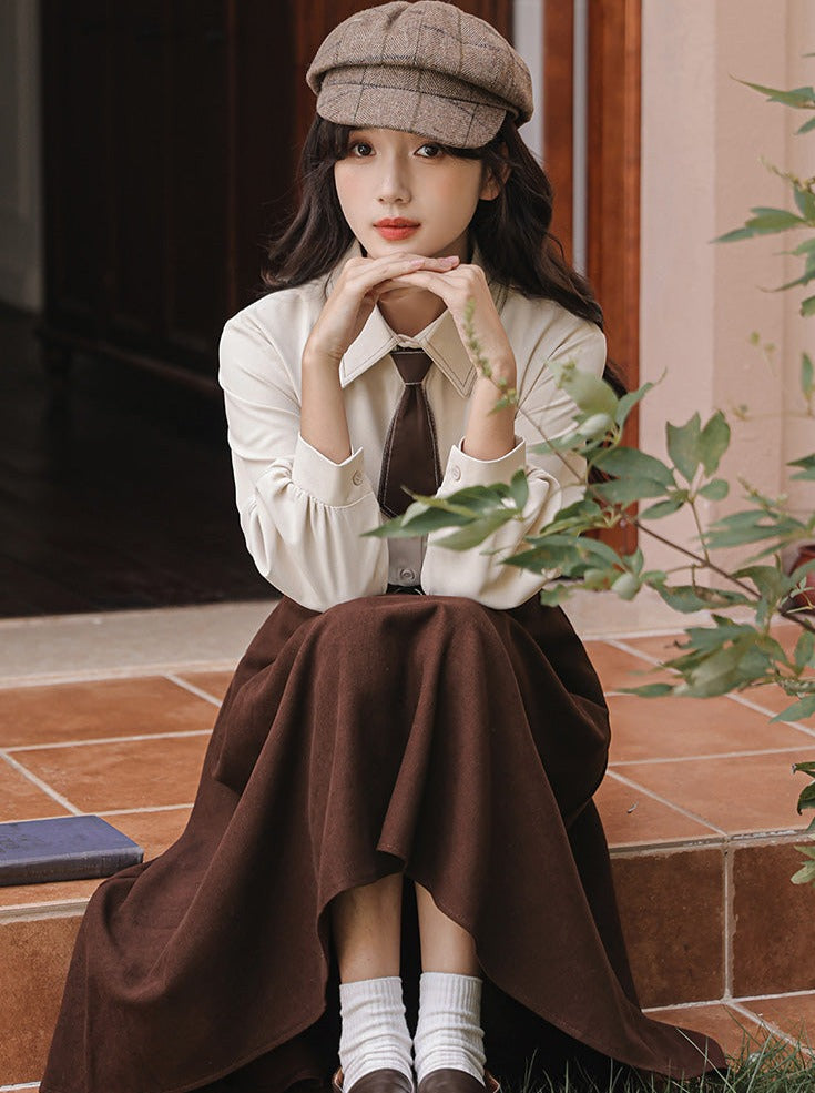 Shirt + Skirt Flared Wool Preppy