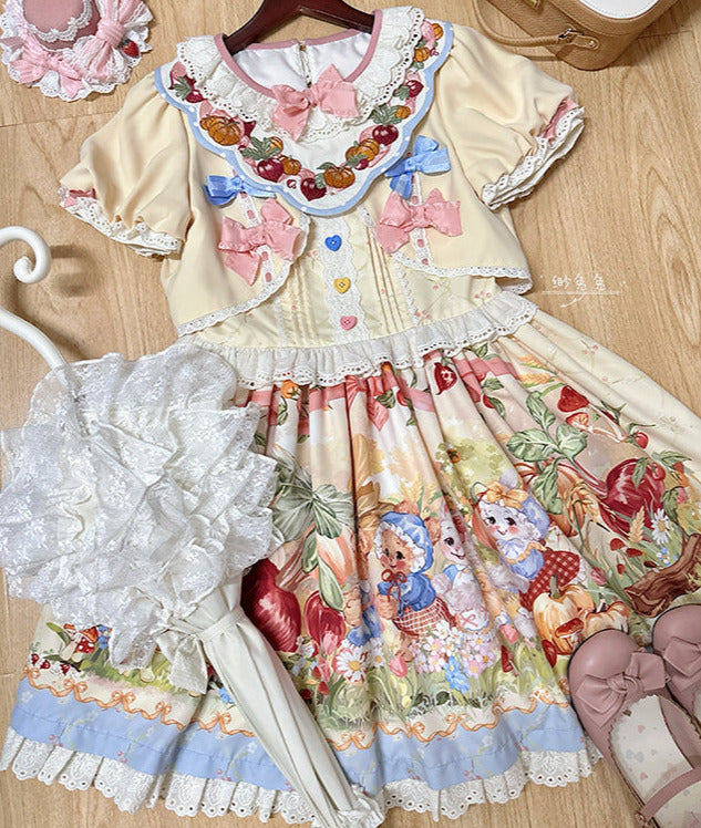Apron + Reservations Suspender Print Dress Layered Carrot