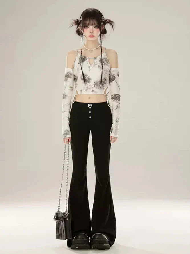 Schwarze Slim Casual Hose Schlaghose