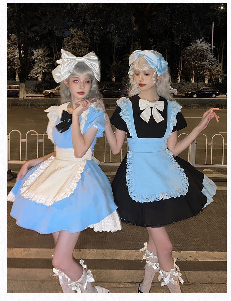 Maid Dress Lace Pleated