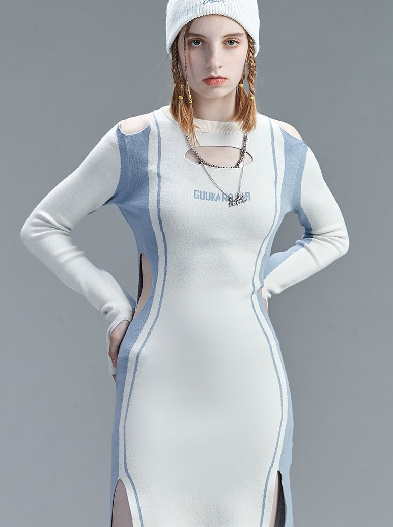 Sportliches, enges Kleid-Spleißen