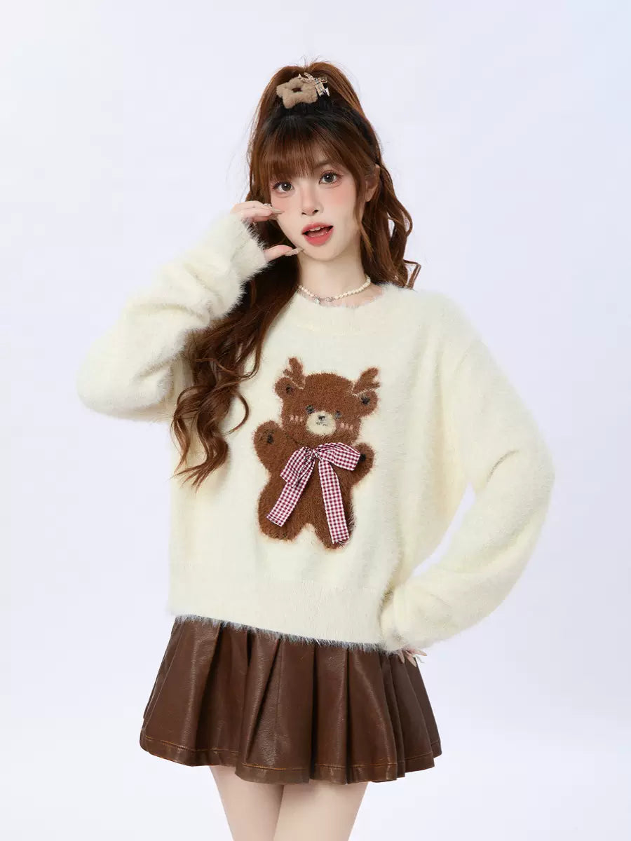 Bear Knit Ribbon Cropped