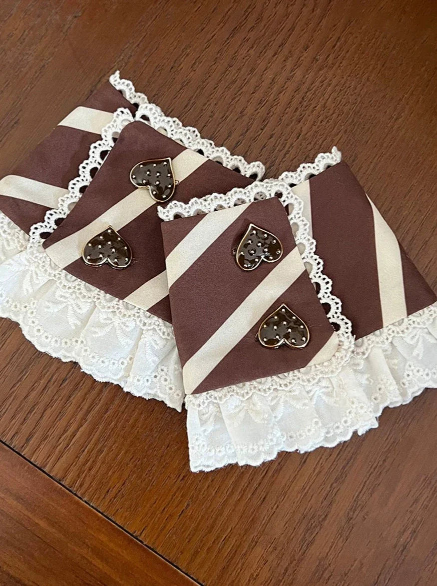 スイートフリル+ブラウススカートアームチョコレートウォーマー+レースリボンキャットスーツ+ショートロリータ