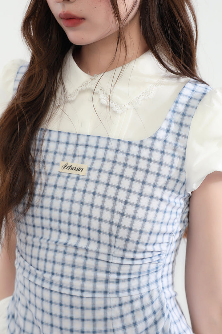 Sweet Check Blue College Dress