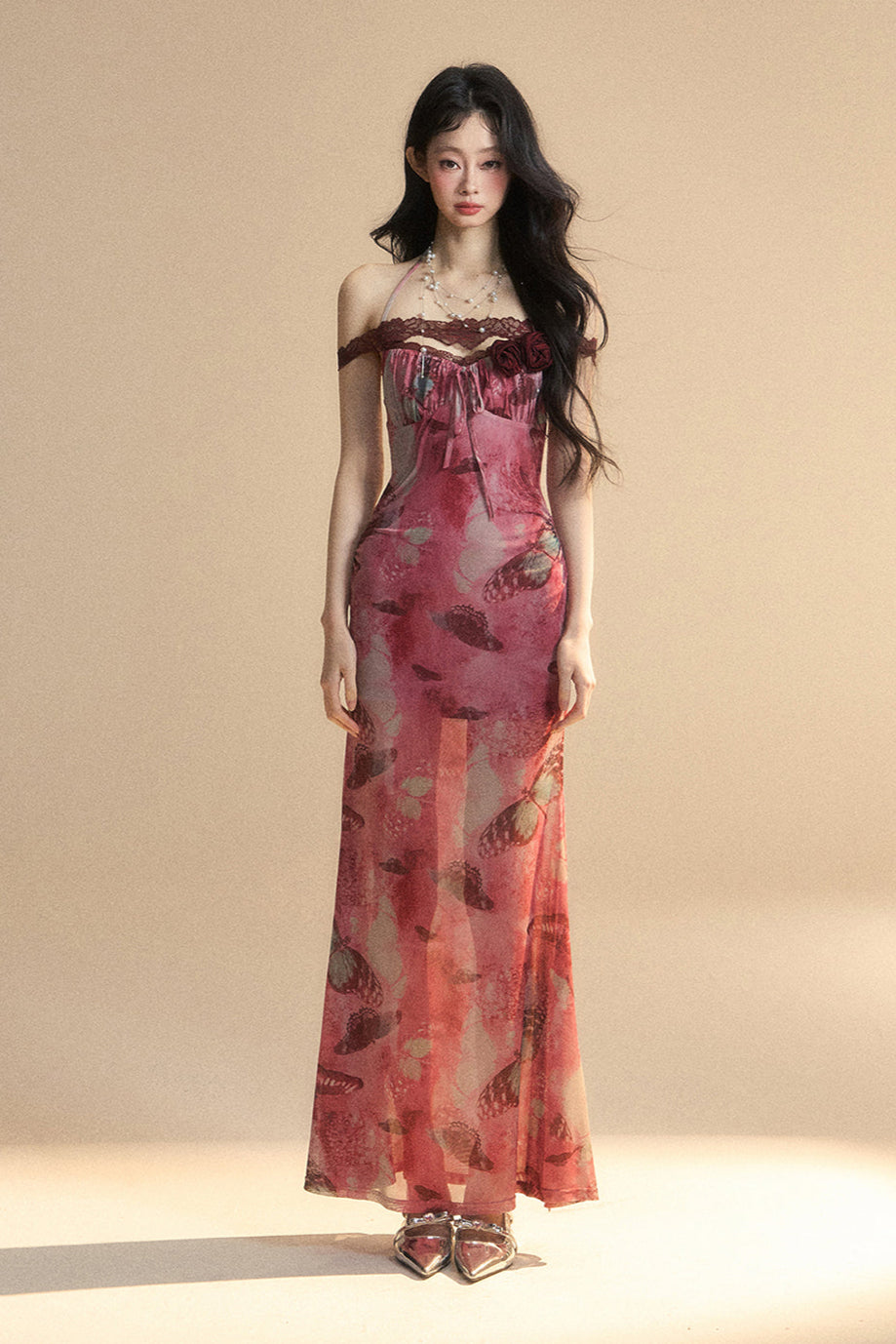 Lace Backless Maxi Dress