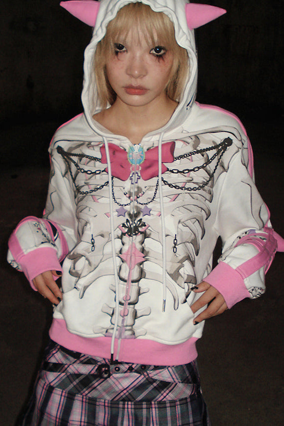 Hoodie Ribbon Sweatshirt Animal Print