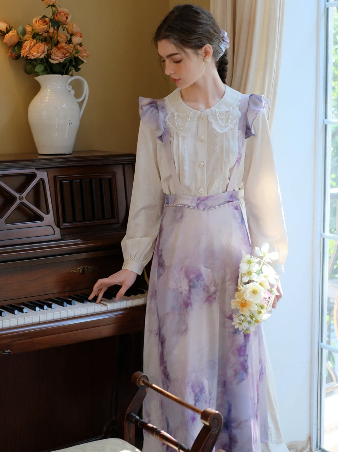 White Blouse Retro Moonlight