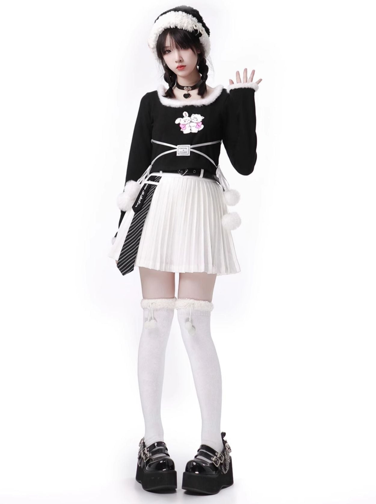 プリーツネクタイエラダリーベルトスカート キュロット
