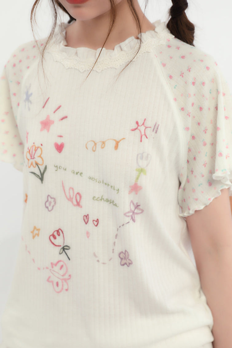 Round Floral Top Neck Heart