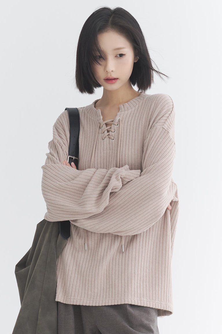 Oversized knit top V-neck