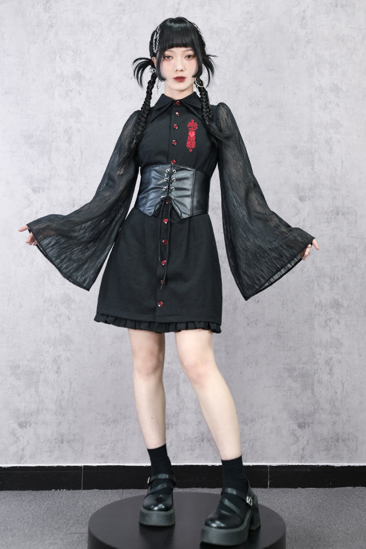 Dress Lantern Chinese Sleeve Sheer