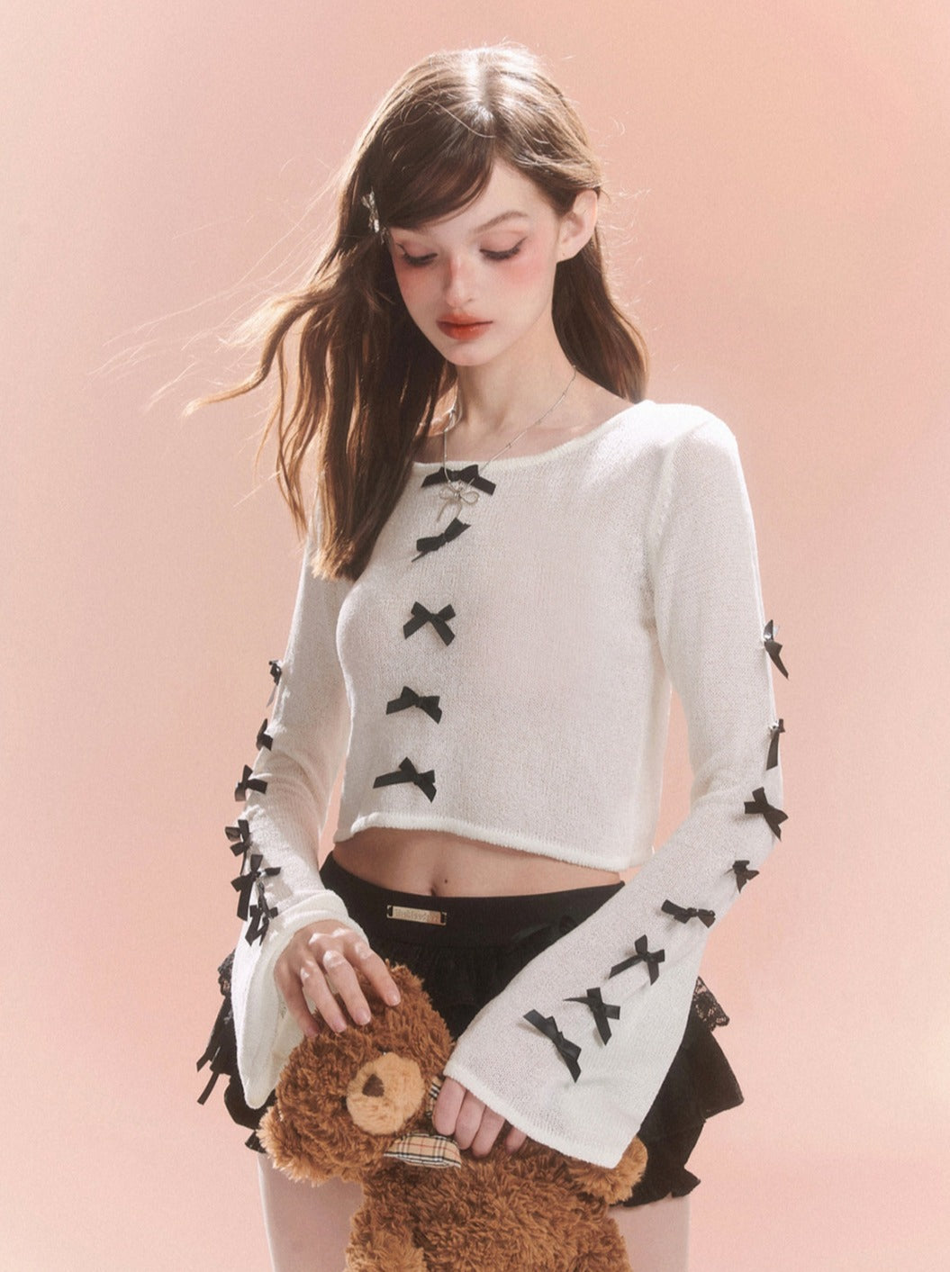 Chic Girly Top Sweet Ribbon French