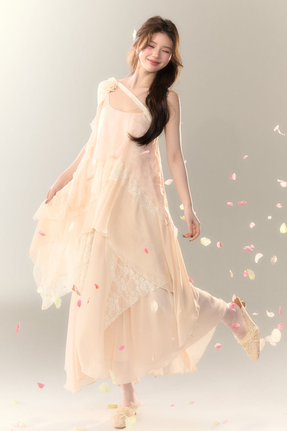 Roselle Irregular Dress Long Multi-Layered Heavy Skirt