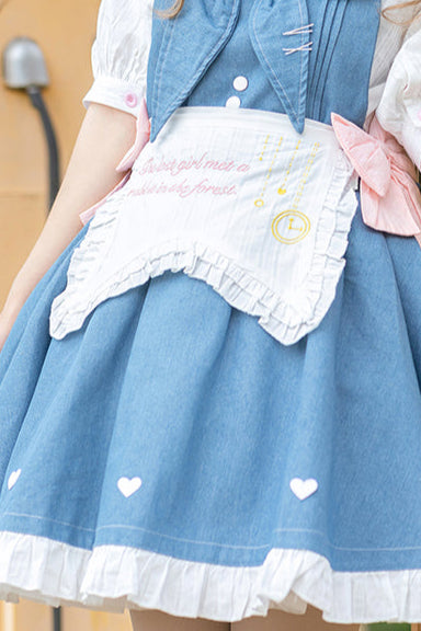 + Denim Apron Lolita Innerwear Jumper-skirt Light Doll Raw