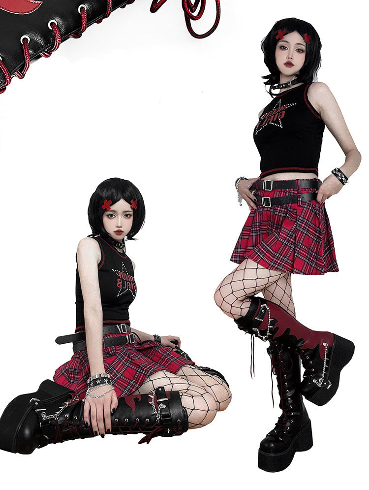 Plateaustiefel mit runder Spitze im Punk-Stil