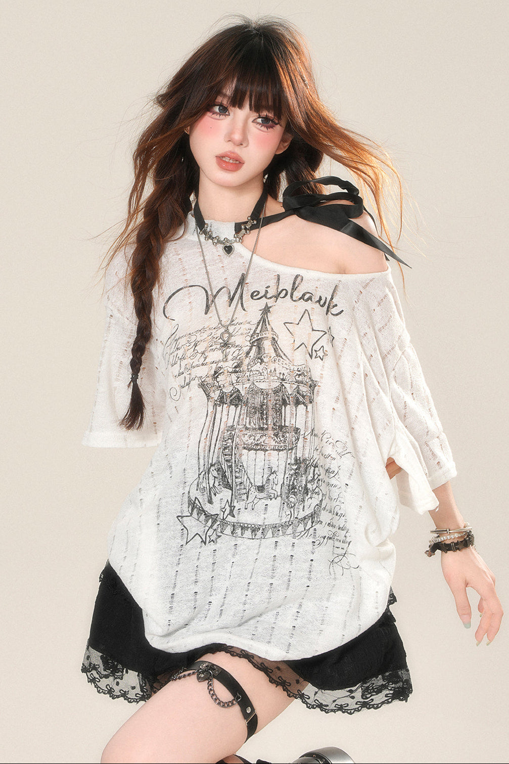 Shoulder Dark Tops Sheer