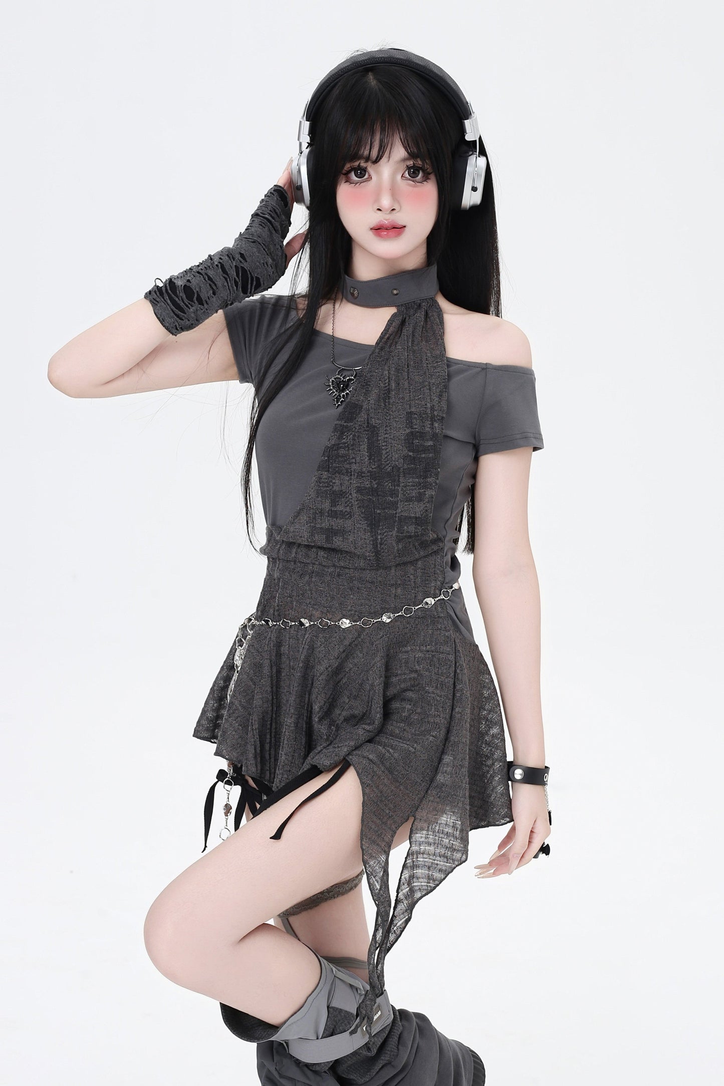Top Off-the-shoulder Slim Dark Sweet