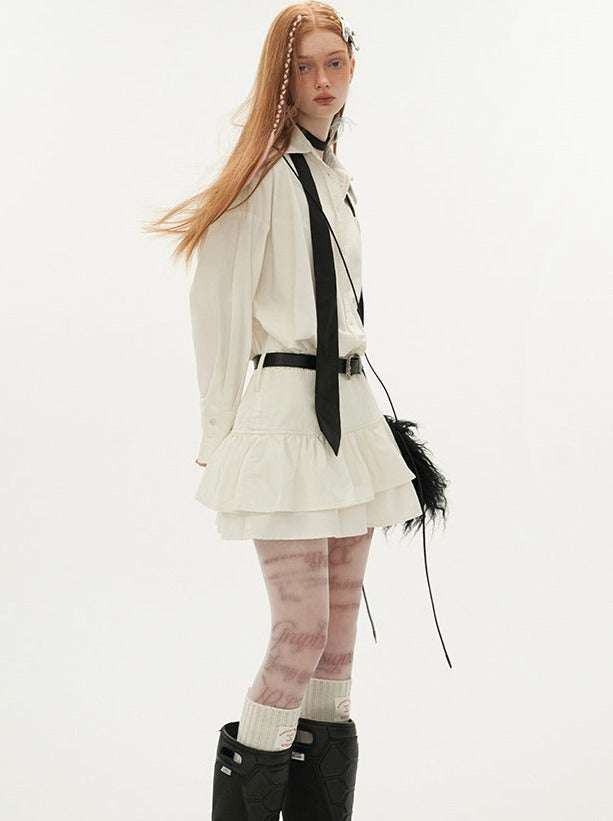 Dress Ruffle Shirt Lapel Slim