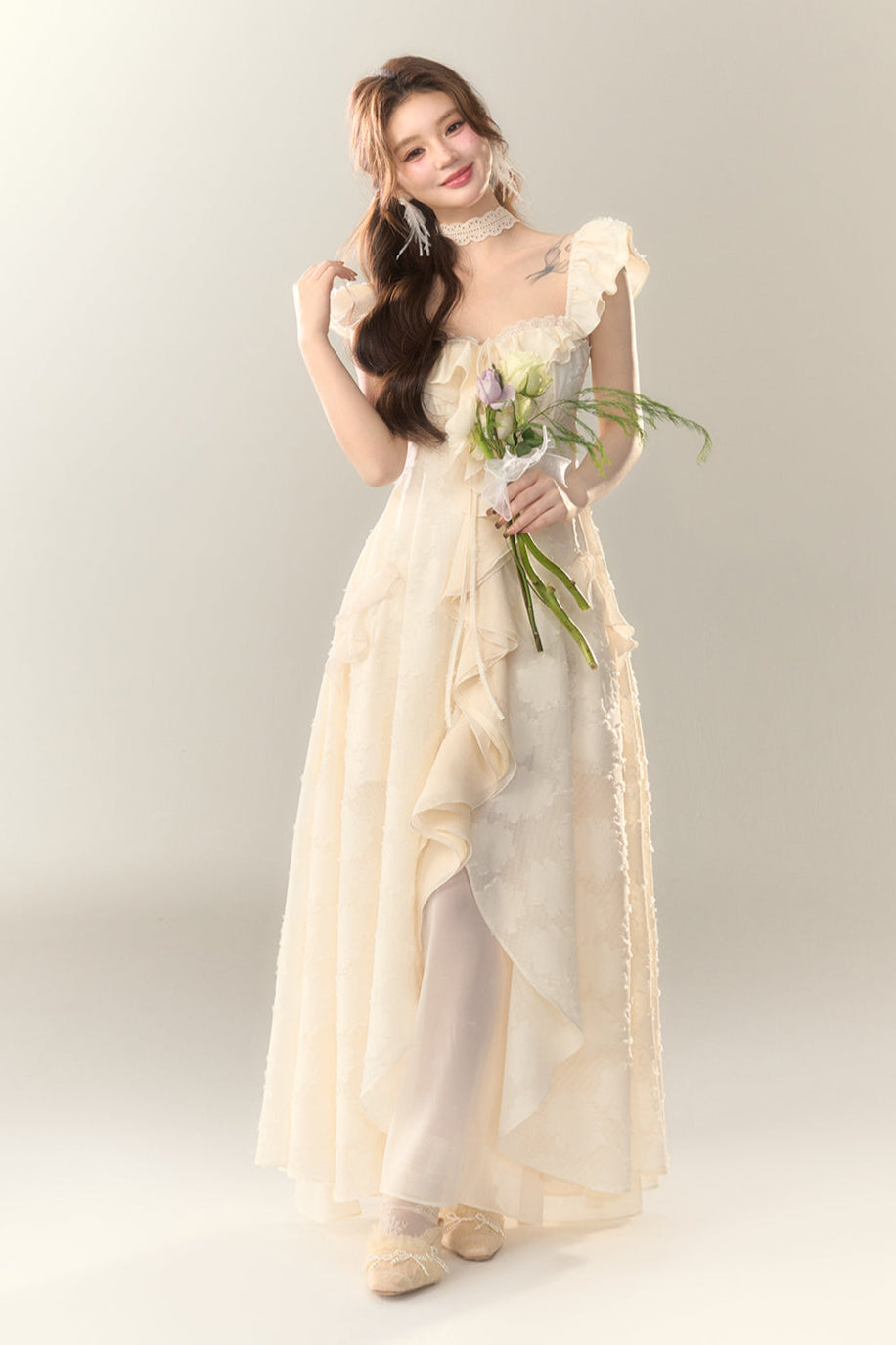 Jacquard Holiday Dress Frilled