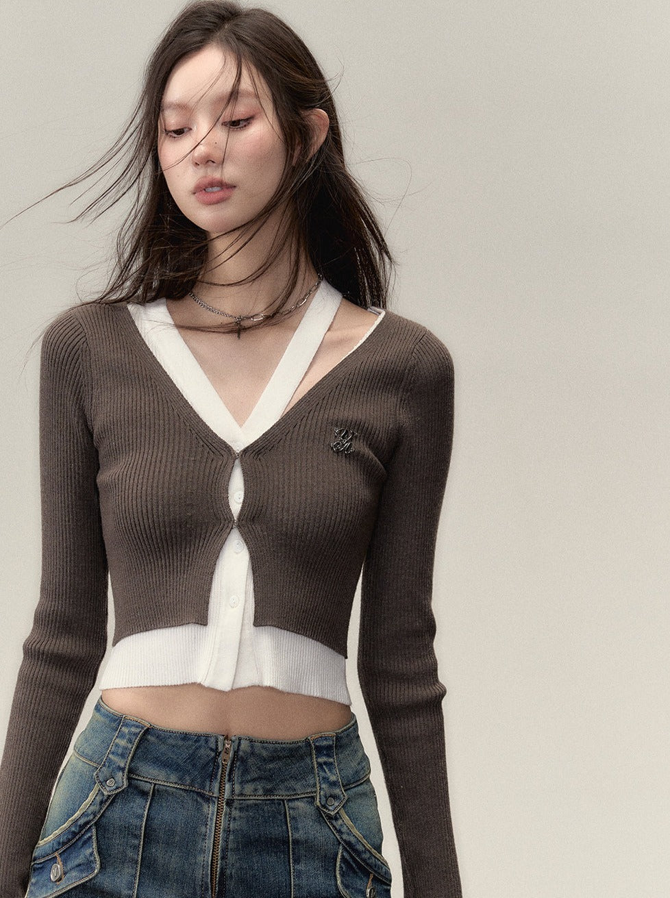 Short Faux Two-piece Sweater