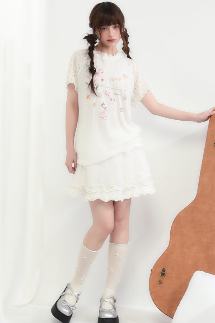 Round Neck Heart Floral Top