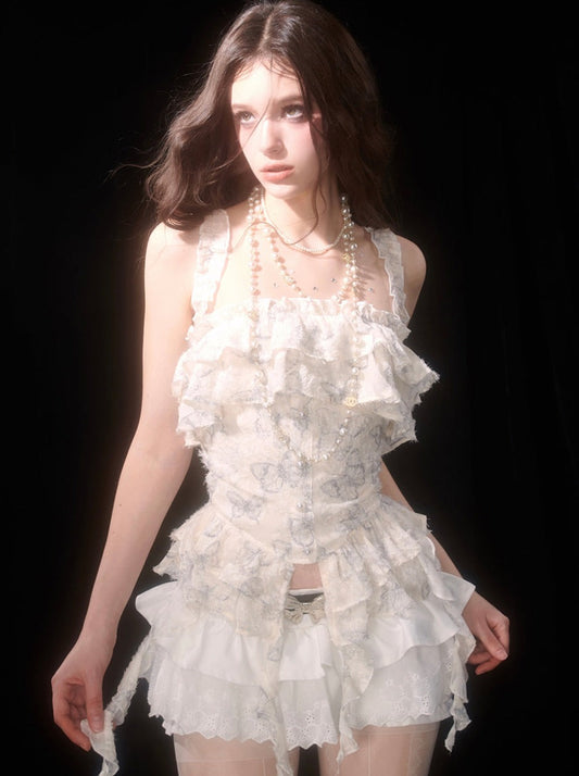 バタフライワイン バタフライリボン クールキャミソールトップ プリントアイズ